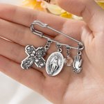 Alfiler de santo católico personalizado con inicial Joyería delicada Confirmación Recuerdo Comunión Bautizo Regalo para católicos