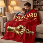Personalized Best Dad Ever Fist Bump Soft Throw Blanket with Names and Title Home Decor Father's Day Gift for Dad Grandpa