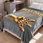 Personalized Best Dad Ever Fist Bump Soft Throw Blanket with Names and Title Home Decor Father's Day Gift for Dad Grandpa