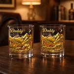 Personalised Wolf Daddy 10 oz Old Fashioned Whiskey Glass with Name Father's Day Gift for Father Grandfather