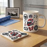 Henkilökohtainen Racing Teema 11/15 oz Keraaminen kahvimuki, jossa on nimi Päivittäinen käyttö Syntymäpäivä Pelipäivä Lahja miehille Pojat Racing ystäville