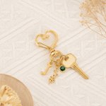 Spersonalizowany brelok do kluczy Birthstone Birthstone Flower Heart z inicjałem do codziennego użytku Prezent urodzinowy na Dzień Matki dla mamy, dziewczyny i kobiety