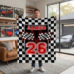 Henkilökohtainen Racing Design Soft Throw Blanket kanssa nimi ja numero Home Decor Isänpäivä Syntymäpäivä Lahja Man Racing Innostunut