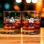 Personlig Vintage svart-hvitt foto 10 oz Rock Whisky Glass med tekst og år Farsdag Bursdagsgave til pappa mamma
