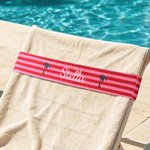 Personlig Stripe Lounge Chair Handdukshållare Band med broderad text och töjbart elastiskt band Pool Chair Saver Semestergåva för resenärer
