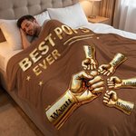 Personalized Best Dad Ever Fist Bump Soft Throw Blanket with Names and Title Home Decor Father's Day Gift for Dad Grandpa