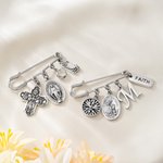 Alfiler de santo católico personalizado con inicial Joyería delicada Confirmación Recuerdo Comunión Bautizo Regalo para católicos