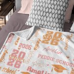 Personalized Colorful 2026 Graduation Hat Soft Throw Blanket with Name and School Name Home Decor Graduation Gift for Graduates