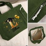 Personlig konfirmasjonshatt Initial stor kapasitet Corduroy Tote Bag med navn og år konfirmasjonsgave til nyutdannede
