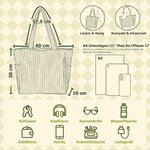 Personalisierte Cartoon-Figur Tragetasche mit Geburtsblumen Namen und Initiale | Cord-Shopper | großes Tote Bag | Reise Geburtstag Geschenk für Frauen