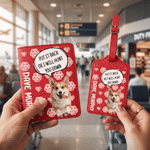 Henkilökohtainen monivärinen Pet Photo Passinhaltija matkatavaramerkki nimellä Summer Travel lahja lemmikkieläinten omistajalle