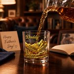 Personalised Wolf Daddy 10 oz Old Fashioned Whiskey Glass with Name Father's Day Gift for Father Grandfather