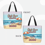 Personalized Girls Gone Beach Large Capacity Tote Bag with Name and Year Summer Vacation Beach Party Gift for Besties Women