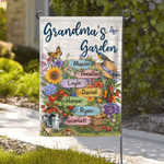 Personalised Butterfly Floral Vegetable Garden Flag with 1-8 Names and Text Balcony Outdoor Yard Decor Birthday Anniversary Gift for Family Gardener