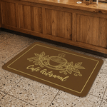 Personalized Vintage Line Art Style Coffee Cup Bean Non-Slip Doormat with Title and Text Workshop Coffee Bar Housewarming Gift for Coffee Lover