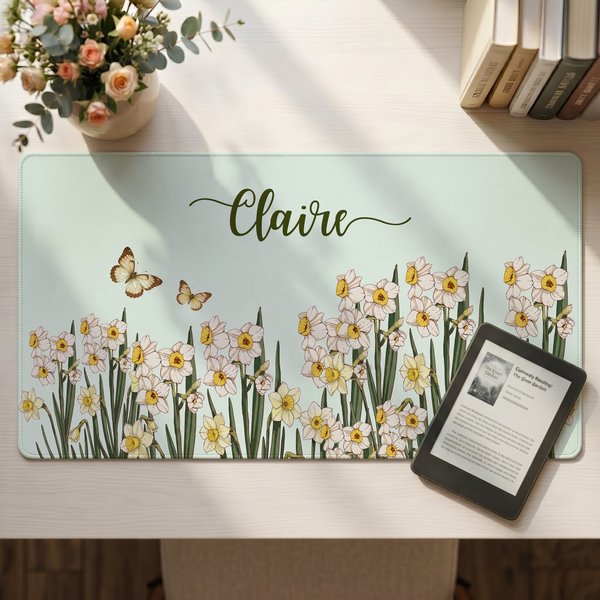 Personalised Birth Flower Non-Slip Large Size Mouse Pad Desk Mat with Name Game Room Daily Use Birthday Gift for Friend