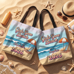 Personalized Girls Gone Beach Large Capacity Tote Bag with Name and Year Summer Vacation Beach Party Gift for Besties Women
