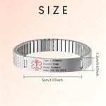 Personalized Men's Medical Emergency ID Alert Stretch Bracelet with Engraved Text Birthday Gift for Epilepsy Diabetes Allergy Patient