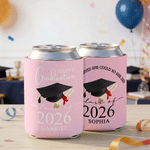 Personalised Graduation Cap PVC Can Cooler Cup Sleeve with Name and Year Graduation Party Ceremony Gift for Graduates