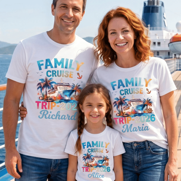 Personalized Cruise Ship Coconut Tree 100% Cotton Baby Bodysuit T-shirt with Name and Year Beach Party Family Reunion Gift for Family Kids