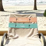 Personlig Stripe Lounge Chair Handdukshållare Band med broderad text och töjbart elastiskt band Pool Chair Saver Semestergåva för resenärer