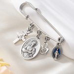 Alfiler de santo católico personalizado con inicial Joyería delicada Confirmación Recuerdo Comunión Bautizo Regalo para católicos