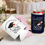 Personalised Graduation Cap PVC Can Cooler Cup Sleeve with Name and Year Graduation Party Ceremony Gift for Graduates