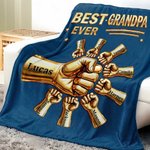 Personalized Best Dad Ever Fist Bump Soft Throw Blanket with Names and Title Home Decor Father's Day Gift for Dad Grandpa
