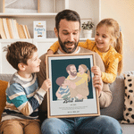 Personalized Hand Drawn Pixar Style Photo Canvas Paints with Name Warm Minimalist Wall Displays Ship from USA Father's Day Gift for New Dad Mom