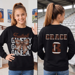 Personalised Bow Multicolor T-shirt Sweatshirt with Name and Number Daily Wear Birthday Gift for Sports Lovers Women