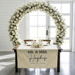 Personalized Name and Date Linen Wedding Table Runner with Family Home Decor Wedding Reception Bachelorette Gift for Newlyweds