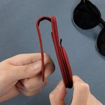 Personalized Multicolour Kid Face Photo PU Leather Magnetic Car Sunglass Holder Clip with Name Daily Use Birthday Gift for Parents Grandparents Drivers