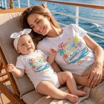 Personalized Cruise Ship Coconut Tree 100% Cotton Baby Bodysuit T-shirt with Name and Year Beach Party Family Reunion Gift for Family Kids