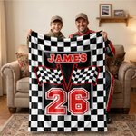 Henkilökohtainen Racing Design Soft Throw Blanket kanssa nimi ja numero Home Decor Isänpäivä Syntymäpäivä Lahja Man Racing Innostunut