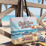 Personalized Girls Gone Beach Large Capacity Tote Bag with Name and Year Summer Vacation Beach Party Gift for Besties Women