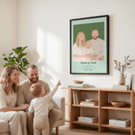 Personalized Hand Drawn Pixar Style Photo Canvas Paints with Name Warm Minimalist Wall Displays Ship from USA Father's Day Gift for New Dad Mom