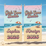 Personalisierte Mädchen Gone Beach schnell trocken überdimensioniert Strandtuch mit Namen und Jahr Sommer Strand Party Geburtstag Geschenk für Frauen Mädchen