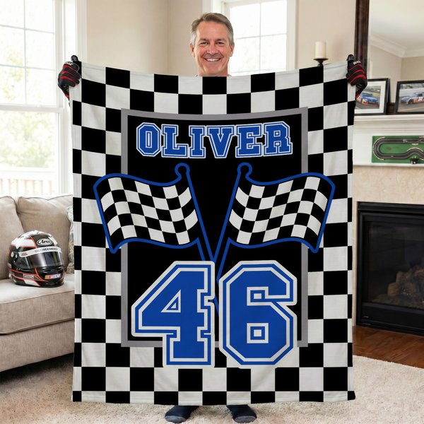 Henkilökohtainen Racing Design Soft Throw Blanket kanssa nimi ja numero Home Decor Isänpäivä Syntymäpäivä Lahja Man Racing Innostunut