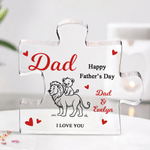 Personalized Animal Pattern Transparent Acrylic Plaque with Names and Title Father's Day Birthday Gift for Dad Grandfather