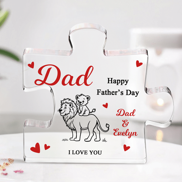 Personalized Animal Pattern Transparent Acrylic Plaque with Names and Title Father's Day Birthday Gift for Dad Grandfather