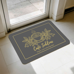 Personalized Vintage Line Art Style Coffee Cup Bean Non-Slip Doormat with Title and Text Workshop Coffee Bar Housewarming Gift for Coffee Lover