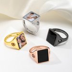 Henkilökohtainen Birthstones Heat-aktivoitu piilotettu valokuva Sterling Silver Ring tekstiä Muistettava korut syntymäpäivä vuosipäivä lahja pariskunnalle Äiti