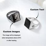 Henkilökohtainen Birthstones Heat-aktivoitu piilotettu valokuva Sterling Silver Ring tekstiä Muistettava korut syntymäpäivä vuosipäivä lahja pariskunnalle Äiti