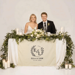 Personalized Name and Date Linen Wedding Table Runner with Family Home Decor Wedding Reception Bachelorette Gift for Newlyweds