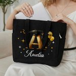 Personlig konfirmasjonshatt Initial stor kapasitet Corduroy Tote Bag med navn og år konfirmasjonsgave til nyutdannede
