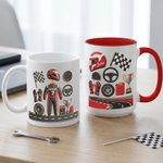 Henkilökohtainen Racing Teema 11/15 oz Keraaminen kahvimuki, jossa on nimi Päivittäinen käyttö Syntymäpäivä Pelipäivä Lahja miehille Pojat Racing ystäville