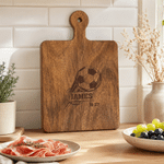 Personalized Soccer Name Number Reversible Cheese Charcuterie Cutting Board with Grip Housewarming Birthday Gift for Soccer Player