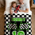 Henkilökohtainen Racing Design Soft Throw Blanket kanssa nimi ja numero Home Decor Isänpäivä Syntymäpäivä Lahja Man Racing Innostunut
