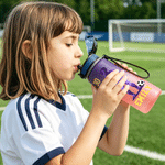 Personalized Soccer Character Silhouette Name Gradient Sports Water Bottle with Flip Top Lid and Strap Gym Birthday Gift for Kid Teenager Soccer Lover