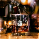 Personlig Vintage svart-hvitt foto 10 oz Rock Whisky Glass med tekst og år Farsdag Bursdagsgave til pappa mamma